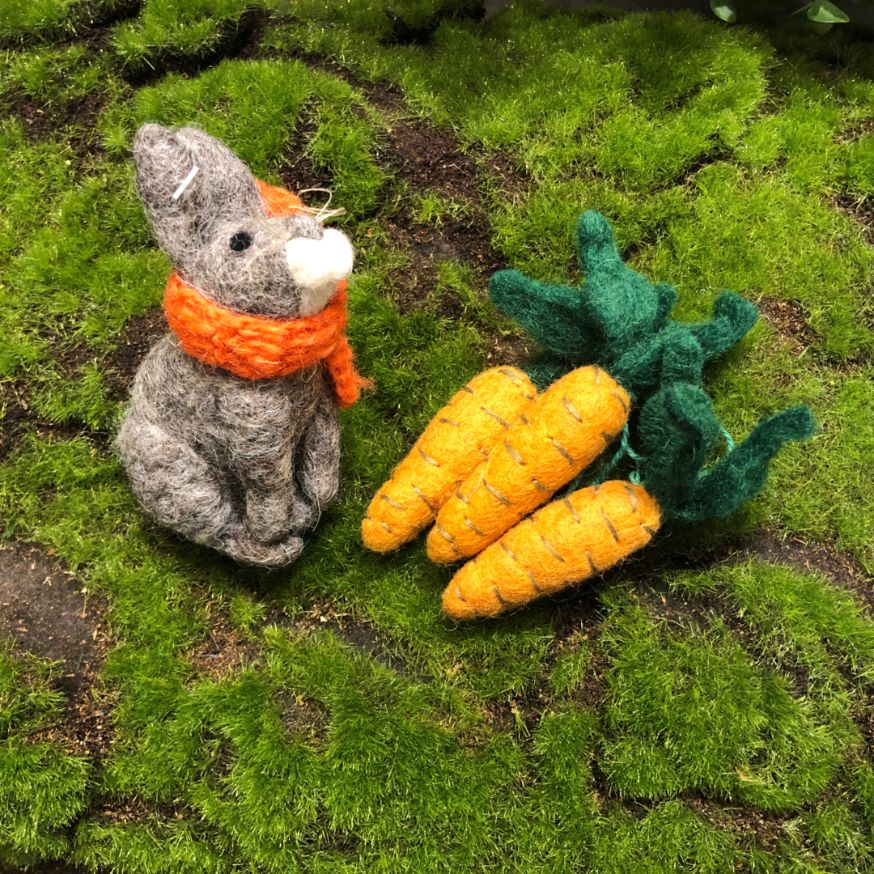 Bunny with Orange Scarf Felt Hanging Decoration