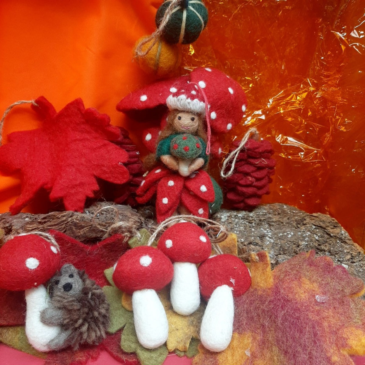 Toadstools Felt Hanging Decorations (Set of 3)
