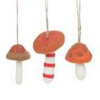 Wild Foraged Mushrooms Felt Hanging Decorations (Set of 3)