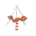 Wild Foraged Mushrooms Felt Hanging Decorations (Set of 3)