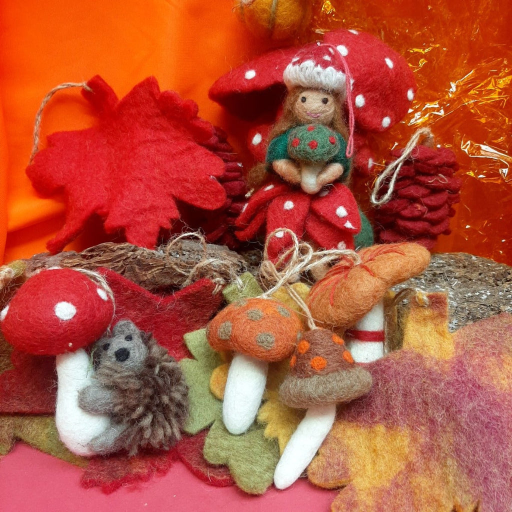 Wild Foraged Mushrooms Felt Hanging Decorations (Set of 3)